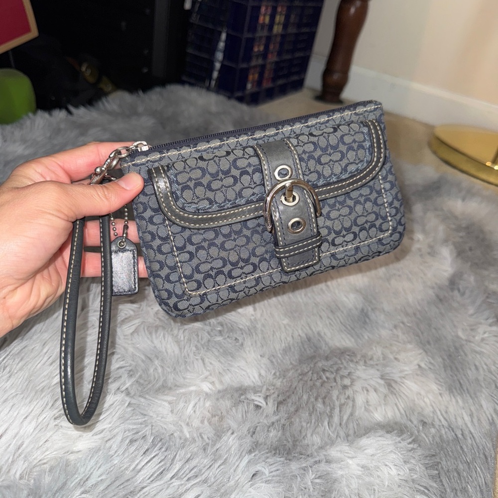 Coach Gray Wristlet with Silver Accents